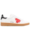 Boxer Leather Lace up Low Top Sneakers White Red - DSQUARED2 - BALAAN 2