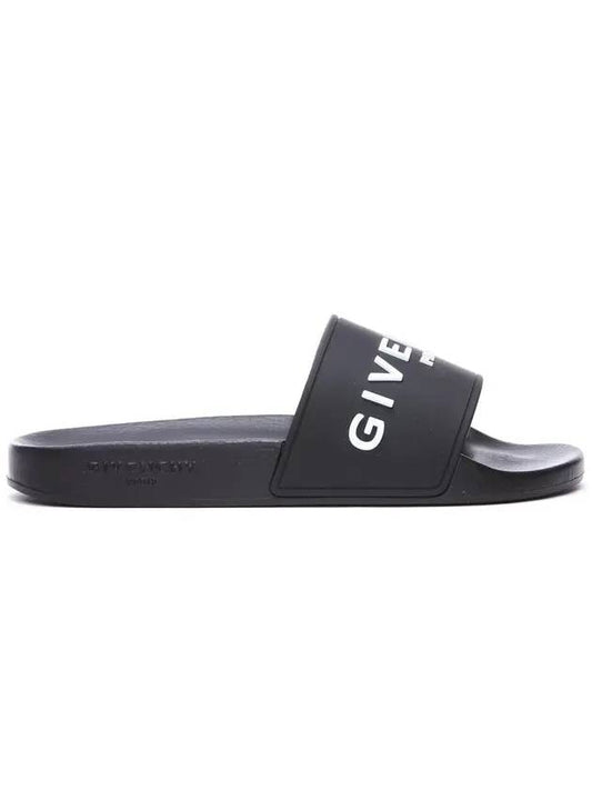 Logo Rubber Flat Slide Slippers Black - GIVENCHY - BALAAN 1