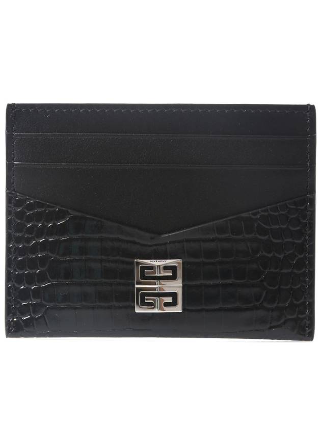 Men's 4G Logo Silver Crocodile Card Wallet Black - GIVENCHY - BALAAN 2