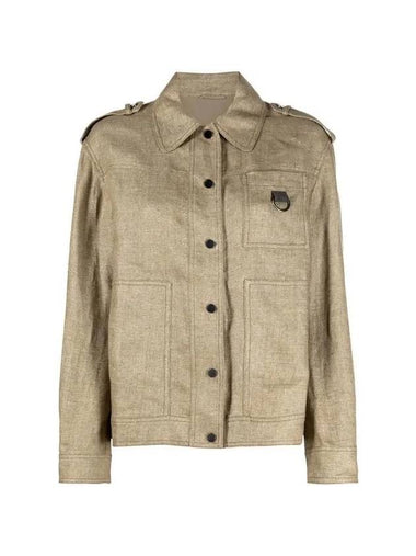 Linen Blend Shirt Jacket Beige - BRUNELLO CUCINELLI - BALAAN 1