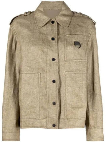 Linen Blend Shirt Jacket Beige - BRUNELLO CUCINELLI - BALAAN 1