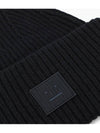 Face Patch Ribbed Wool Beanie Black - ACNE STUDIOS - BALAAN 3