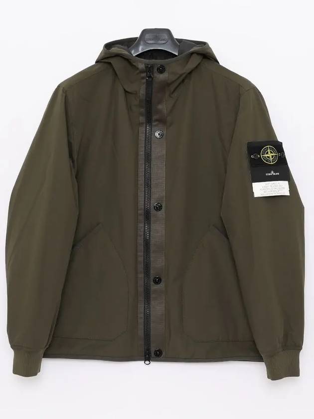 Soft Shell-R E.Dye Pure Insulation Technology Recycled Polyester Primaloft Hooded Jacket Olive Green - STONE ISLAND - BALAAN 4