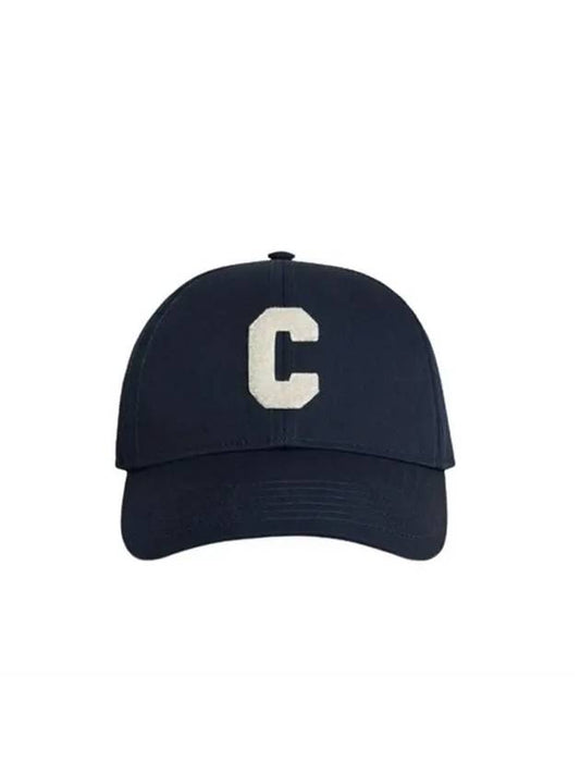 Initial C Patch Cotton Ball Cap Marine - CELINE - BALAAN 1