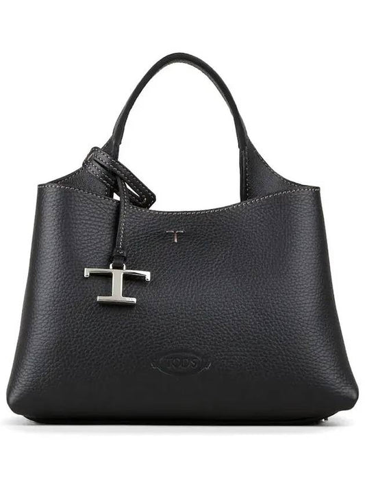 Logo Charm Leather Micro Tote Bag Black - TOD'S - BALAAN 2