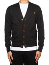 ORB Embroidery Logo V Neck Cardigan Black - VIVIENNE WESTWOOD - BALAAN 4