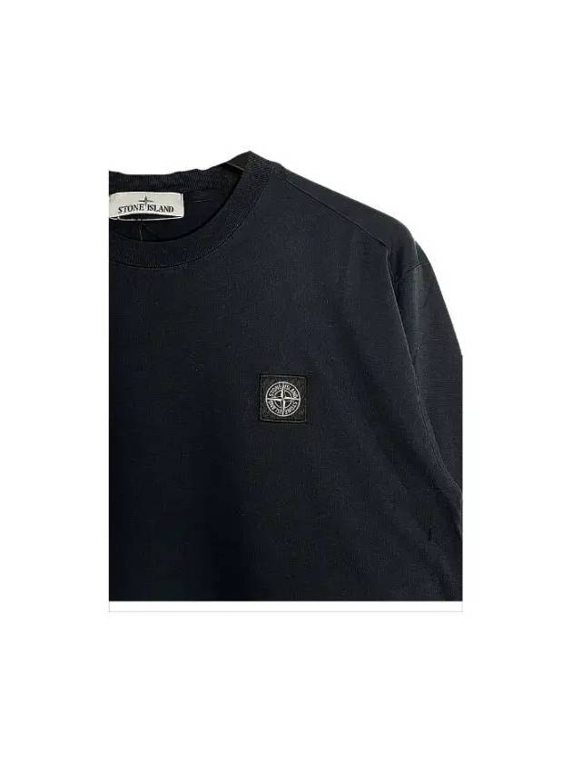 Logo Patch Cotton Long Sleeve T-Shirt Navy - STONE ISLAND - BALAAN 3