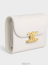 Triomphe Small Shiny Calfskin Half Wallet White - CELINE - BALAAN 3