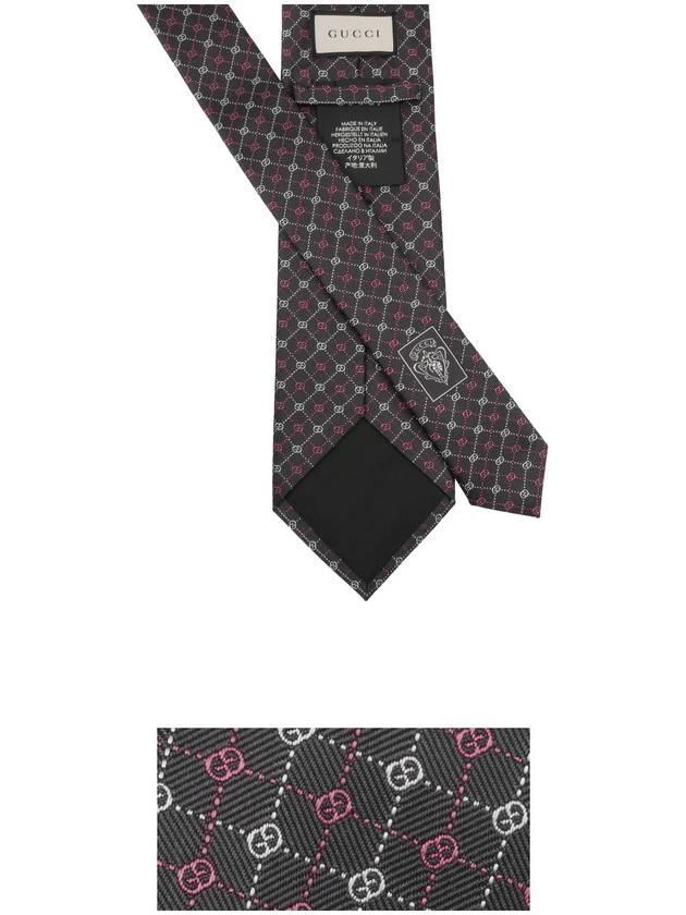 GG pattern silk tie red white black - GUCCI - BALAAN.