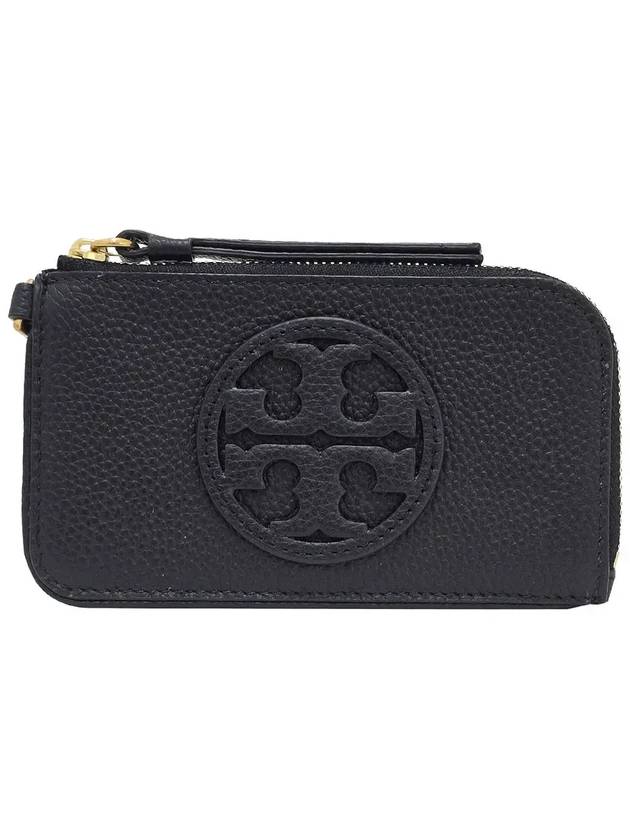 Miller Top Zip Leather Card Wallet Black - TORY BURCH - BALAAN 3