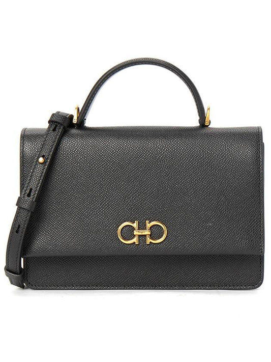 Women's Gancini Leather Mini Cross Bag Black - SALVATORE FERRAGAMO - BALAAN 1