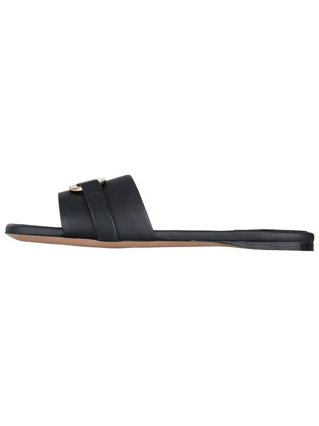 Gancini Ornament Flat Slide Black - SALVATORE FERRAGAMO - BALAAN 4