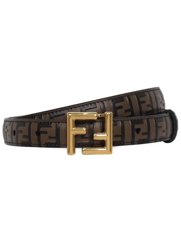 FF Square Stud Buckle Leather Belt Brown - FENDI - BALAAN 4