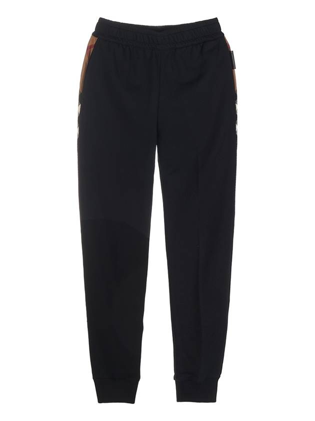 Women's Check Panel Jogger Track Pants Black - BURBERRY - BALAAN.