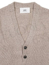 Embroidered Heart Logo Cashmere Cardigan Champagne - AMI - BALAAN 5