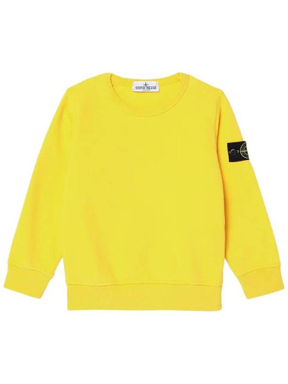 Kids Wappen Patch Organic Cotton Fleece Sweatshirt Yellow - STONE ISLAND - BALAAN 2