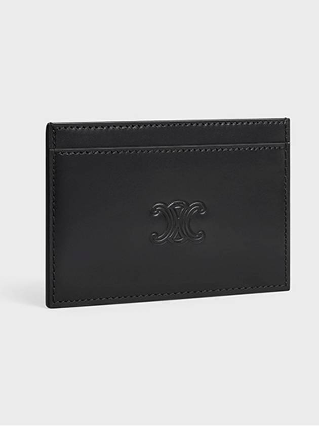 Satinated Calfskin Triomphe Embossed Card Wallet Black - CELINE - BALAAN 3