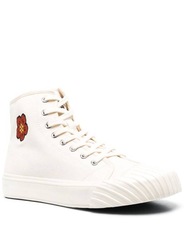 School Boke Flower Cotton High-Top Sneakers Cream - KENZO - BALAAN 3