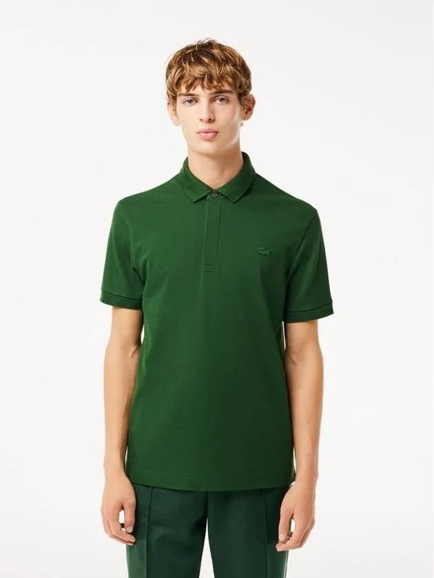 Men's Paris Regular Fit Stretch Cotton Pique Short Sleeve Polo Shirt Green - LACOSTE - BALAAN 3