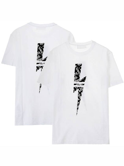 Graffiti Lightning Loose Regular Fit Short Sleeve T-Shirt White - NEIL BARRETT - BALAAN 2