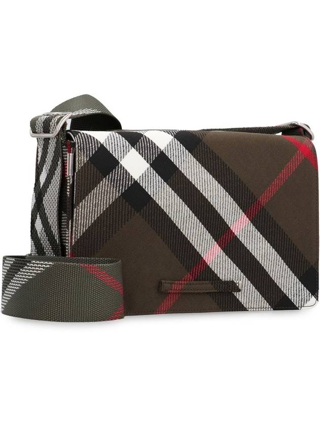 Checked Jacquard Messenger Bag Green - BURBERRY - BALAAN 3