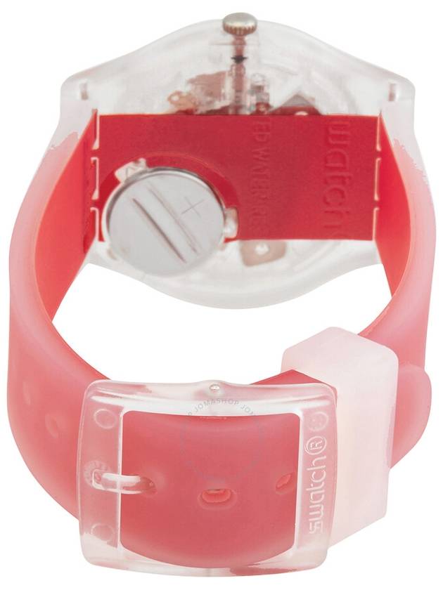 Swatch Monthly Drops Clearly Red Striped Quartz Unisex Watch GE292 - SWATCH - BALAAN 3