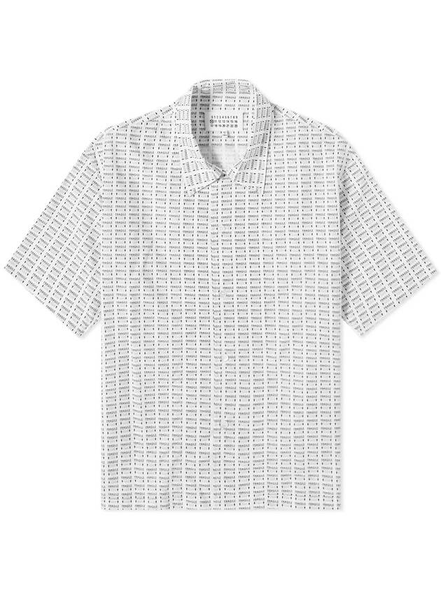 Fragile Printed Cotton Short Sleeve Shirt White Black - MAISON MARGIELA - BALAAN 1