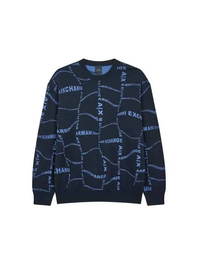 Men s logo pattern crew neck knit navy 270160 - ARMANI EXCHANGE - BALAAN 1