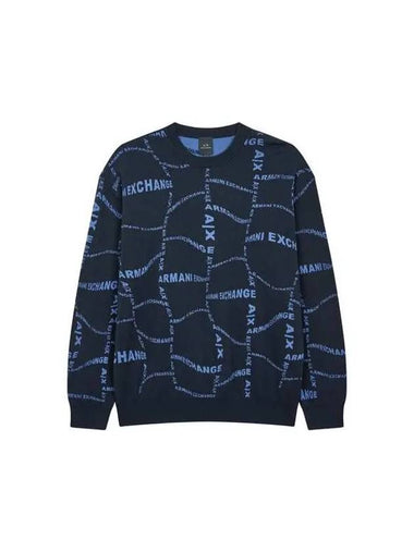 Men s logo pattern crew neck knit navy 270160 - ARMANI EXCHANGE - BALAAN 1