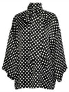 Polka Dot Bow Satin Blouse Black - SAINT LAURENT - BALAAN 2