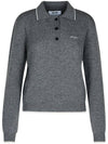 Cashmere Blend Polo Knit Top Grey - MSGM - BALAAN 2