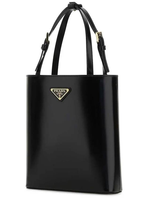 Brushed Leather Tote Bag Nero - PRADA - BALAAN 3