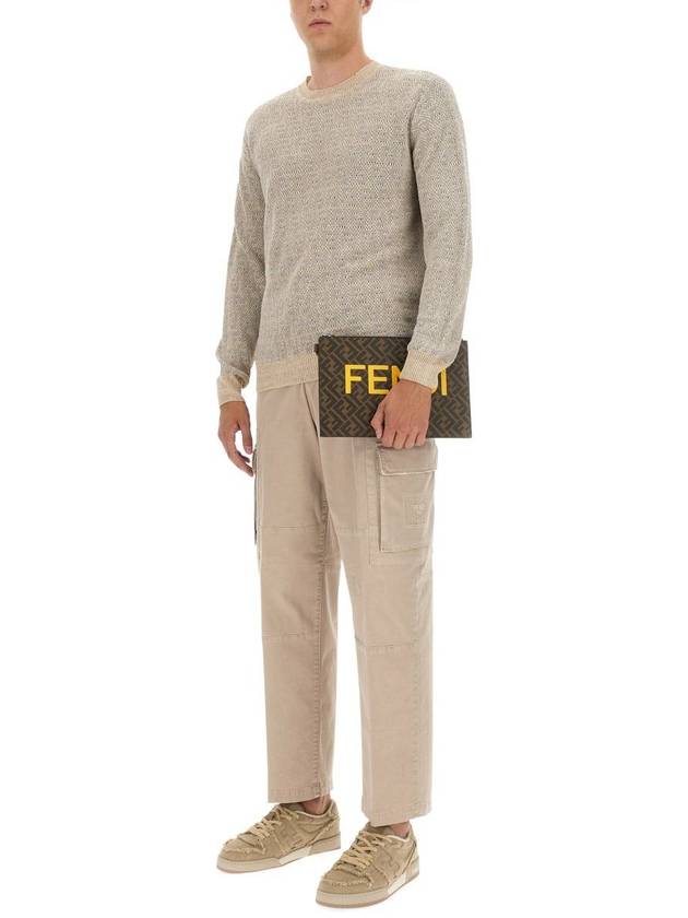 gabardine cargo straight pants beige - FENDI - BALAAN 3