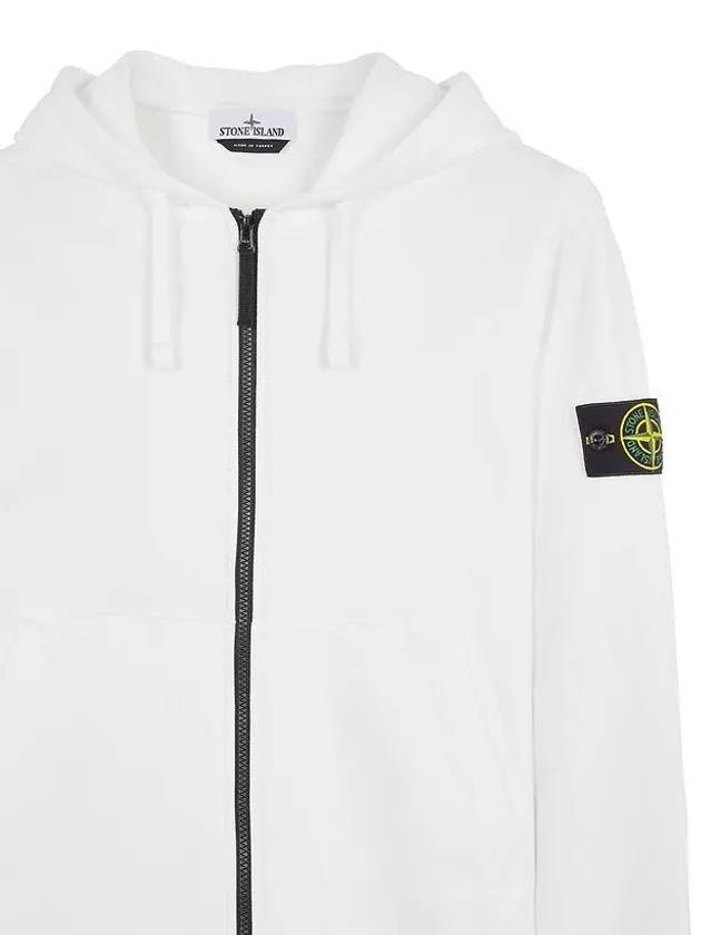 Cotton Fleece Garment Dyed Zip Up Hoodie White - STONE ISLAND - BALAAN 4