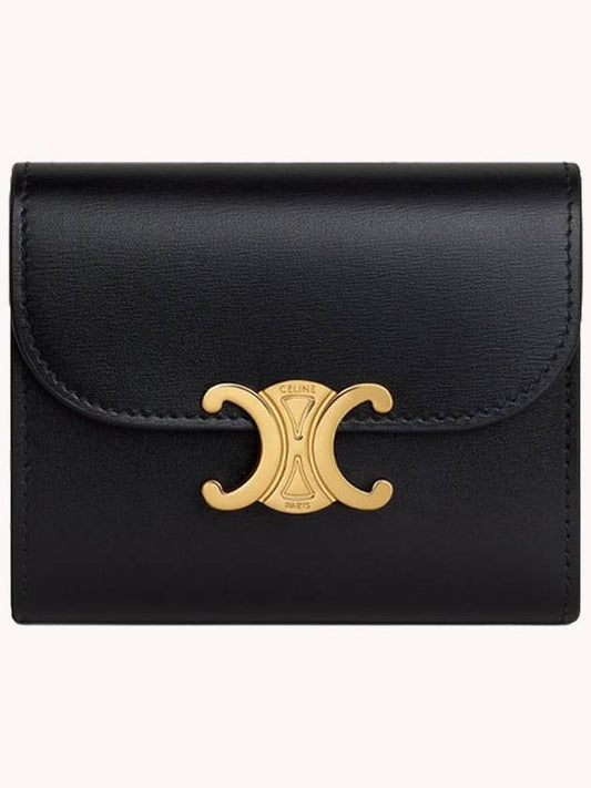 Shiny Triomphe Small Calfskin Half Wallet Black - CELINE - BALAAN 2