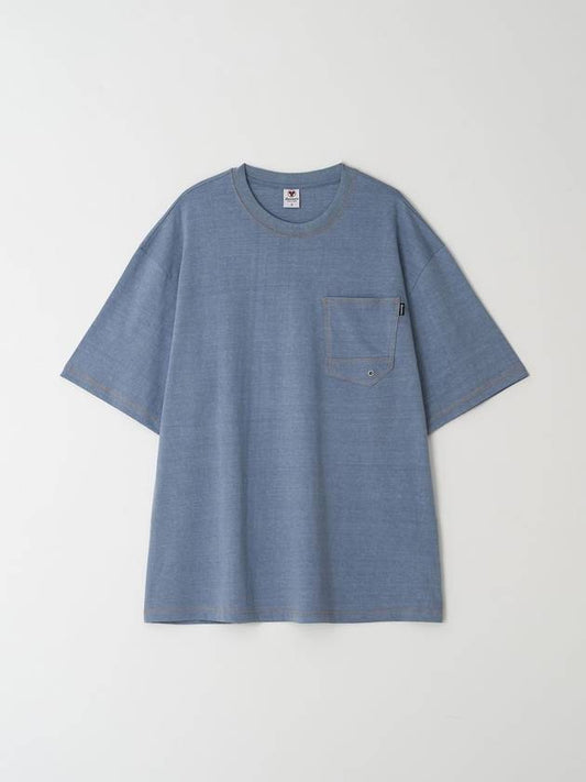 Overfit color stitch t-shirt blue - BOOVOOM - BALAAN 1