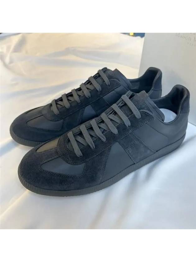 Men's Replica Leather Suede Low Top Sneakers Slate Blue - MAISON MARGIELA - BALAAN.