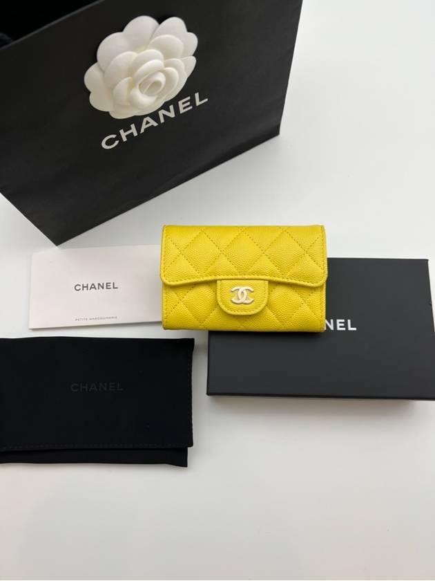 Classic Gold Hardware Grained Calfskin Card Wallet Yellow - CHANEL - BALAAN 9