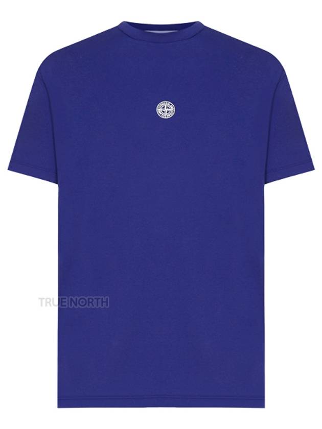 Solar Eclipse Print Short Sleeve T-Shirt Blue - STONE ISLAND - BALAAN.