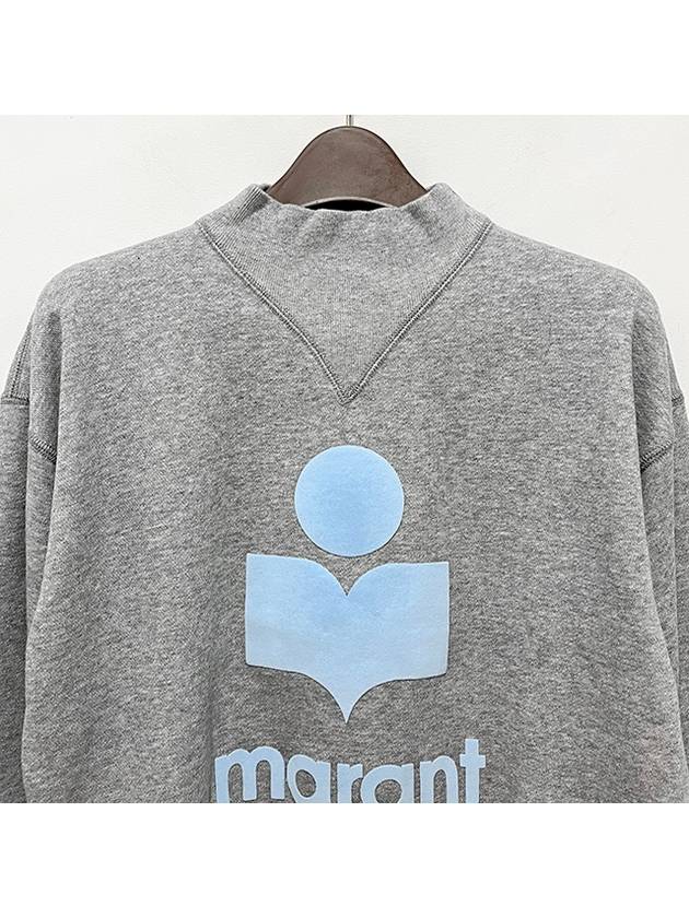 Moby Logo Print Sweatshirt Grey Ice Blue - ISABEL MARANT ETOILE - BALAAN 4