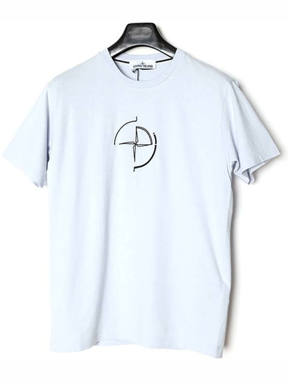 Men's Compass Embroidery Back Lettering Short Sleeve T-Shirt White - STONE ISLAND - BALAAN 2