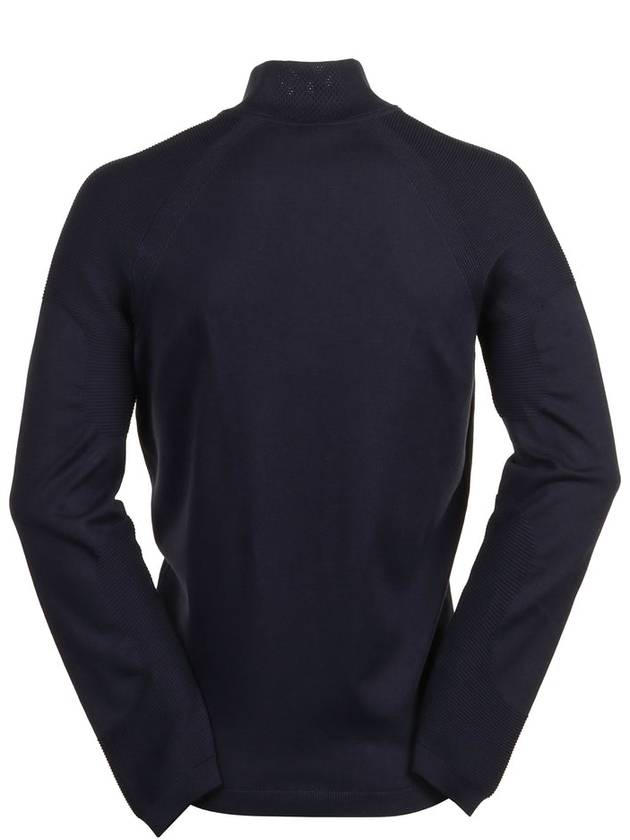 Logo Detail Zipper Neck Cotton Blend Knit Top Navy - HUGO BOSS - BALAAN 3