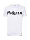 Men's Graffiti Logo Short Sleeve T-Shirt White - ALEXANDER MCQUEEN - BALAAN 2