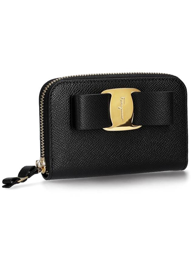 Vara Bow Zipper Card Wallet Black - SALVATORE FERRAGAMO - BALAAN 2