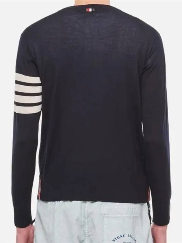 4 Bar Armband Classic Merino Wool Knit Top Navy - THOM BROWNE - BALAAN 4