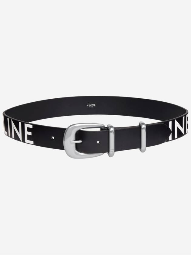 Logo Print Large Western Calfskin Belt Black - CELINE - BALAAN 3