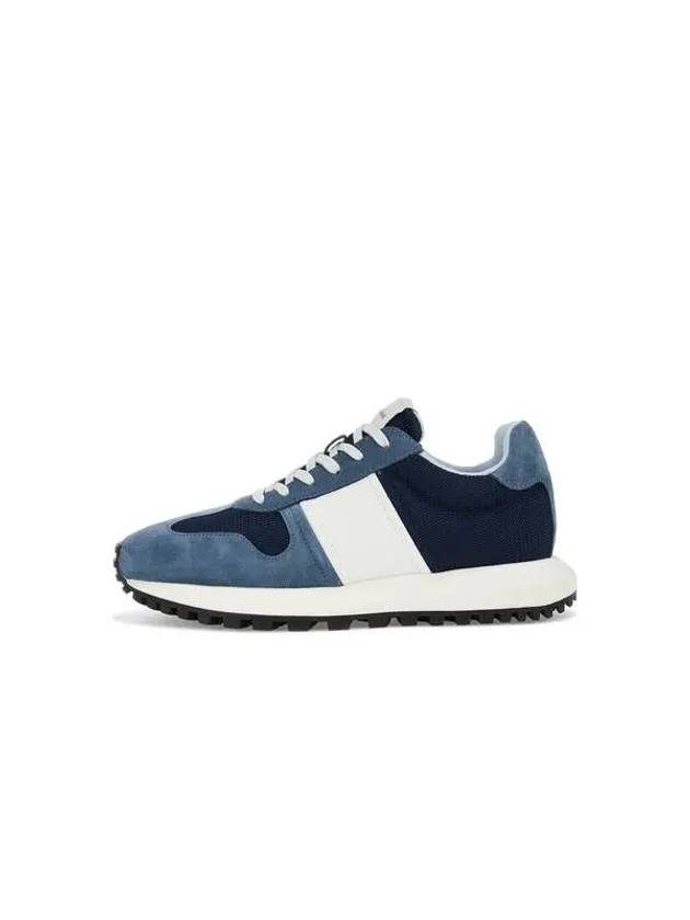 Men s Suede Overlay Platform Sneakers Blue - EMPORIO ARMANI - BALAAN 1