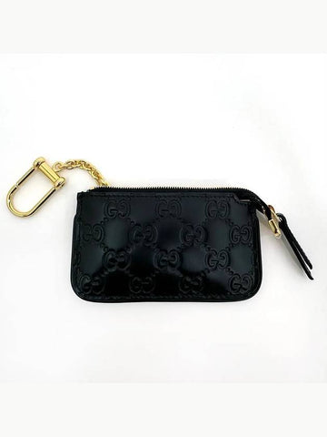 Ssima Signature Leather Keyring Chain Coin Wallet Black - GUCCI - BALAAN 1