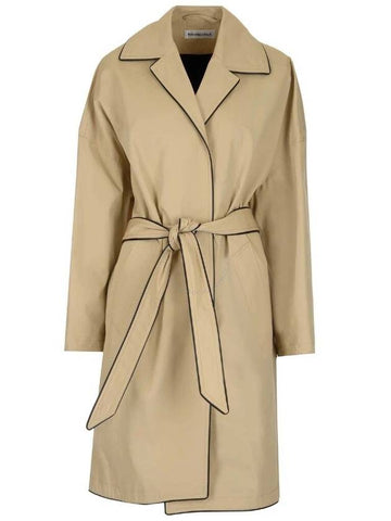 Women's Line Detail Belted Coat Beige - BALENCIAGA - BALAAN.