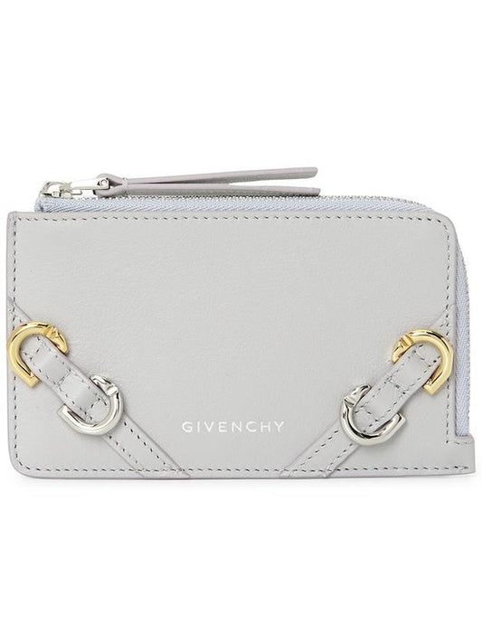 Voyou Zipper Leather Card Wallet Grey - GIVENCHY - BALAAN 2